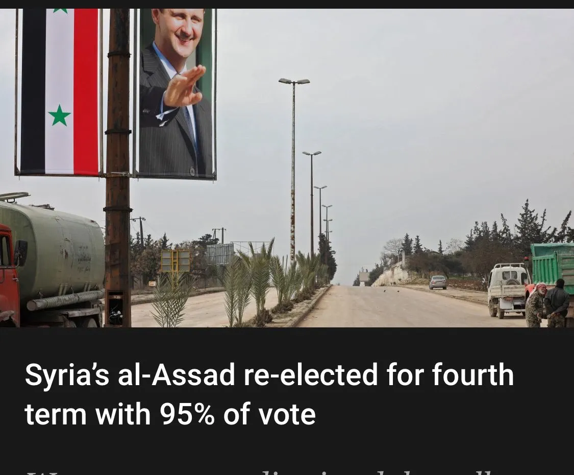  به یاد دارید ۳ سال پیش اسد با «۹۵.۵درصد » آرا برای بار سوم به ریاست جمهوری «انتخاب» شد 