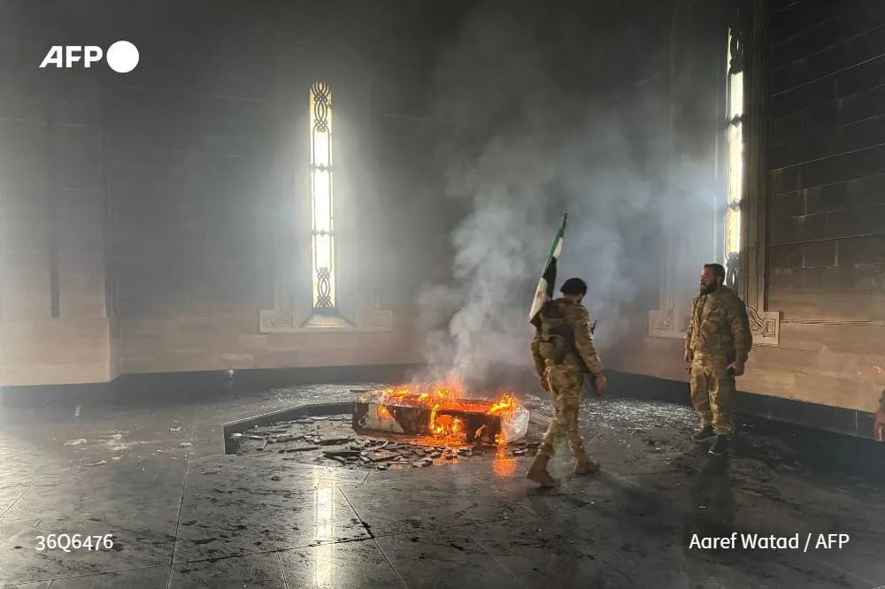 Hafez al-Assad's mausoleum set on fire in his hometown in Syria