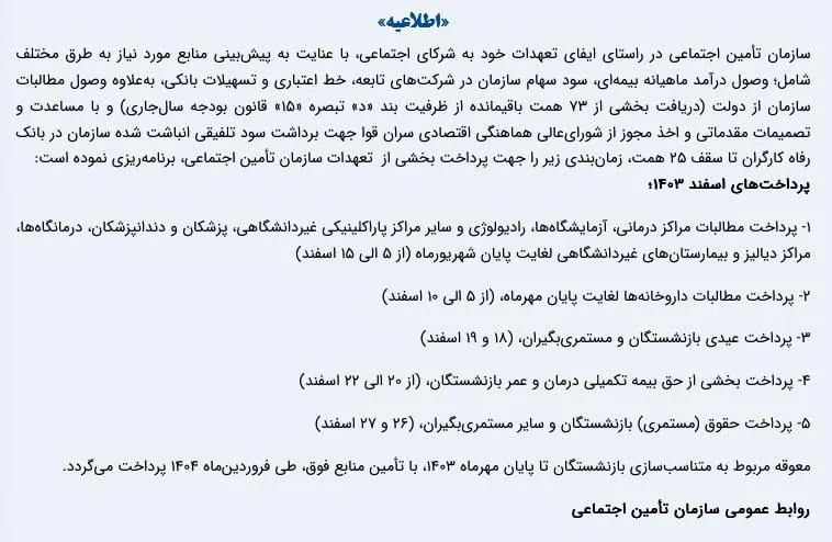 از ۵ تا ۱۰ اسفند/مطالبات داروخانه‌ها تا پایان مهر ماه پرداخت می‌شود 