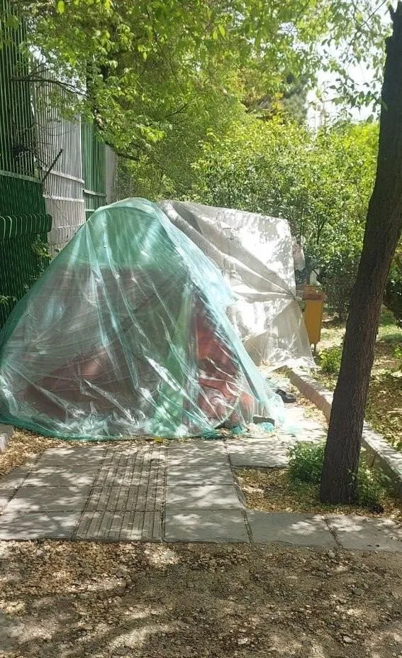 چادرخوابی بیماران اطراف بیمارستان قلب رجایی/تخت خالی نیست! 