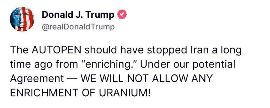  ‏چیزی که ترامپ که در پست جدیدش نوشته با خبر آکسیوس ۱۸۰ درجه متفاوته 