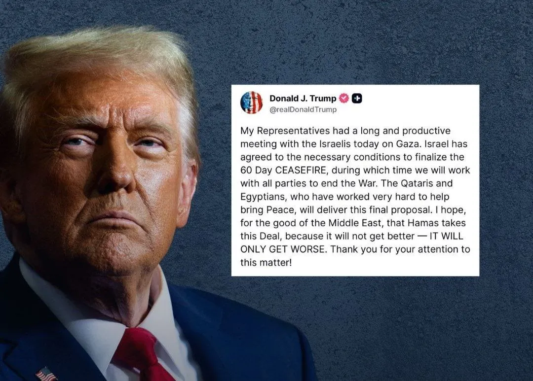  دونالد ترامپ، رئیس‌جمهور ایالات متحده، در پیامی در شبکه اجتماعی «تروث سوشال» نوشت: نمایندگان من امروز جلسه‌ای طولانی و ثمربخش با مقامات اسرائیلی درباره غزه برگزار کردند.