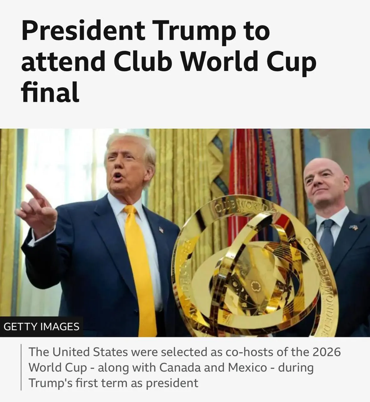 حضور ترامپ در فینال جام باشگاه‌های جهان