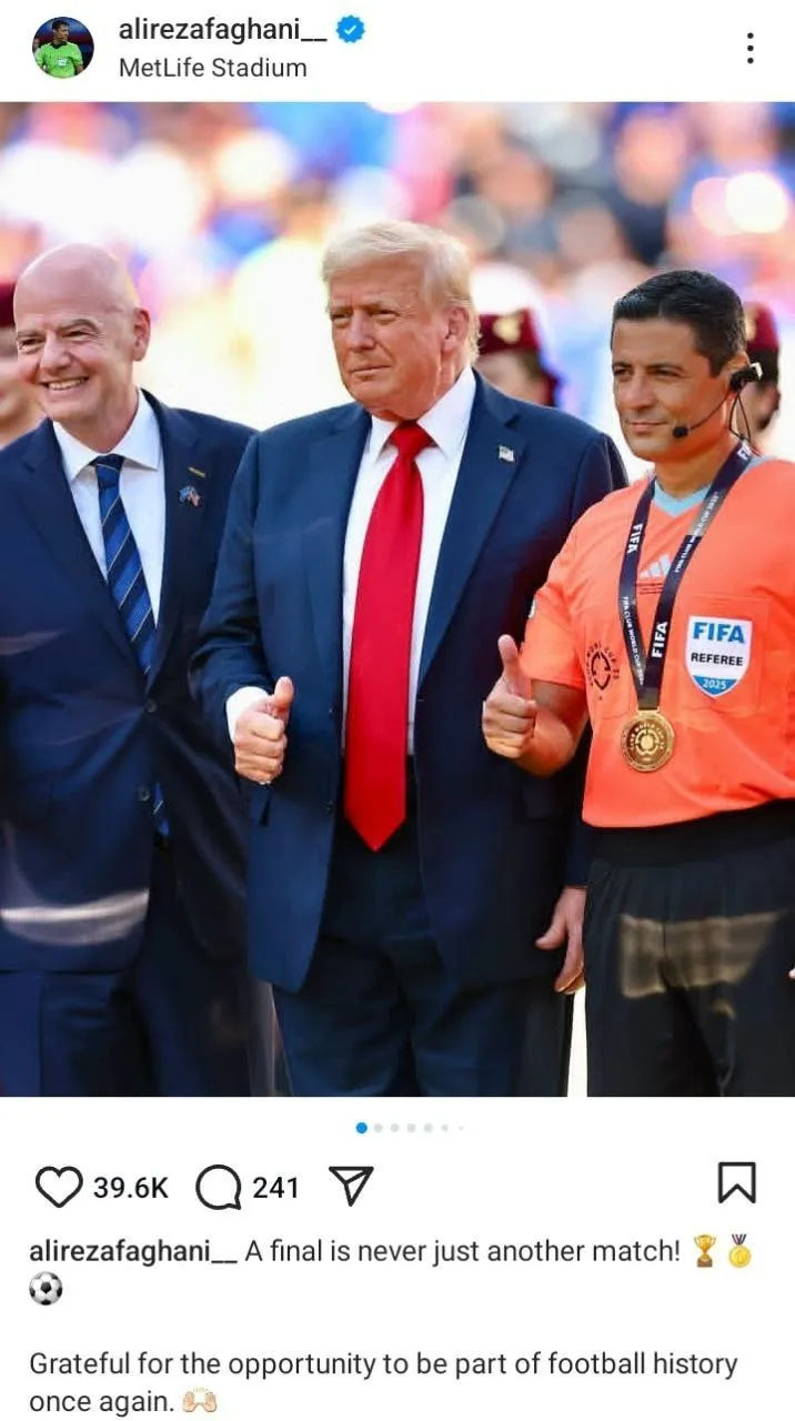  پست اینستاگرامی فغانی پس از فینال جام باشگاه‌های جهان