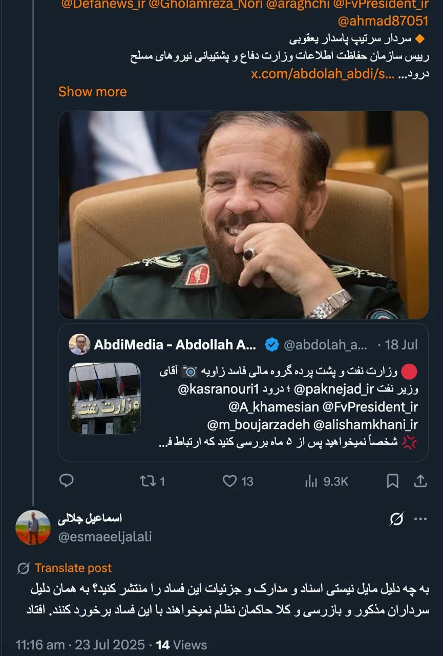 دلیل من که کاملا مشخص هست. چون پرونده در تحقیقات است نمیخواهم به موازات کار قضایی اقدامی کنم که تاثیری بر روند پرونده بگذارد.