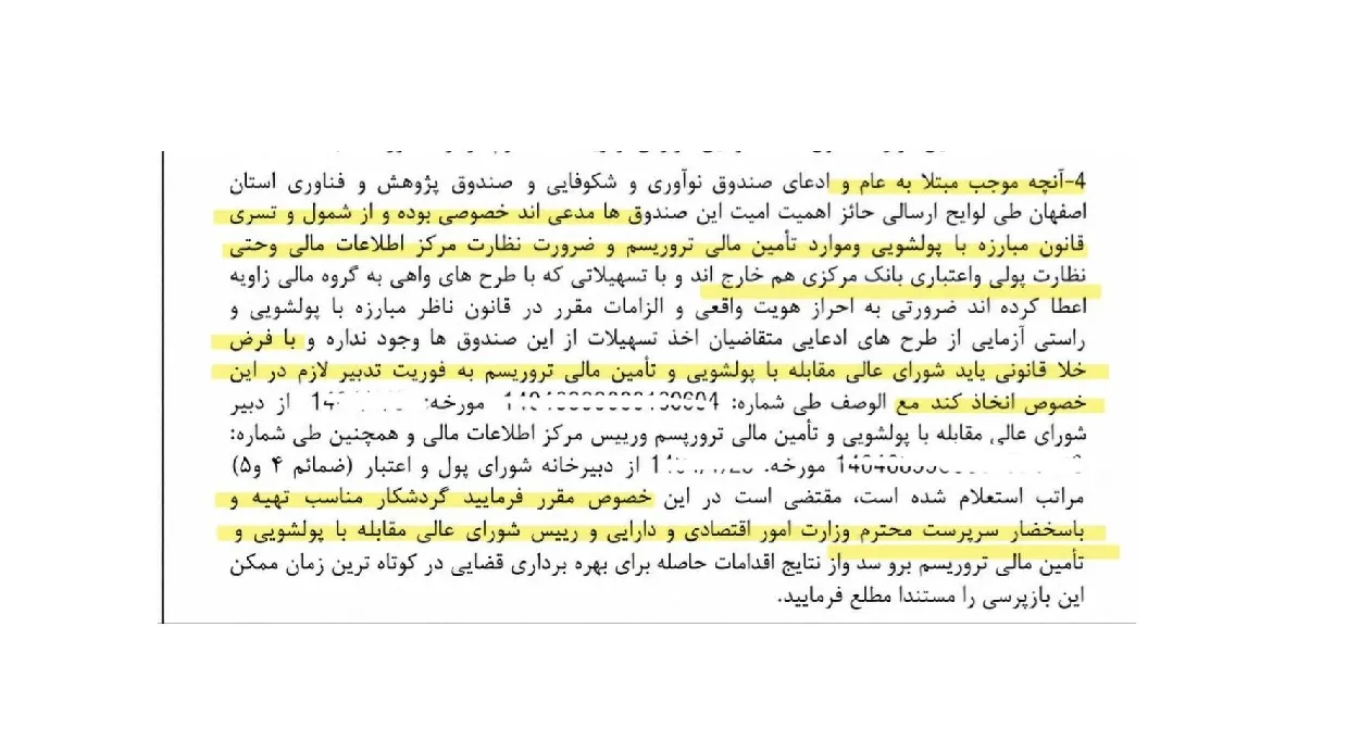 یادداشت های قبلی درمورد ضرورت اعمال نظارت بر تسهیلات صندوق های پژوهش وفناوری از حیث انطباق با قوانین مبارزه با پولشویی و تامین مالی تروریسم در عبدی مدیا موجود است