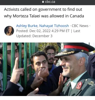 I took part in the following article of CBC NEWS written by Ashley Burke and Nahayat Tizhoosh "Canada sanctions former Tehran police chief spotted in Toronto-area gym in 2021"