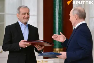 تصاویری از امضای توافقنامه روسیه و ایران و کنفرانس مطبوعاتی 