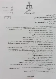  ابلاغ مبالغ جدید تعرفه ها و درآمد خدمات ثبتی بر اساس قانون بودجه سال ۱۴۰۴