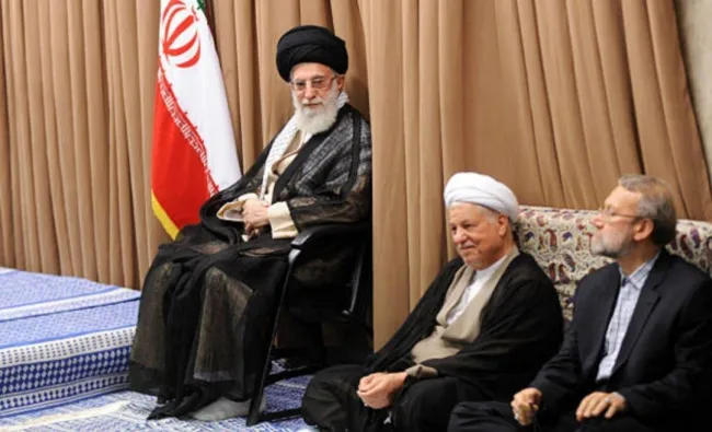 اکبر هاشمی رفسنجانی، علی لاریجانی و سید علی خامنه‌ای