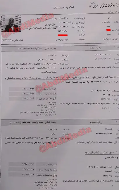  اندر حکایت آزادی اکبر اتباعی طبری معروف به اکبر طبری معاون اجرایی سابق حوزه ریاست قوه‌قضائیه جمهوری اسلامی 