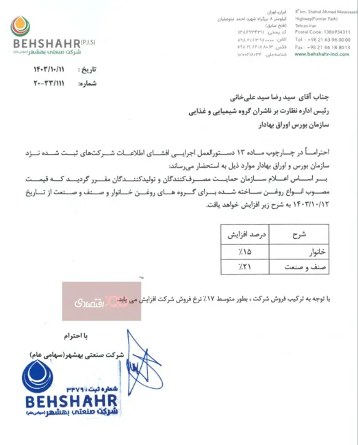 قیمت روغن ۱۵ درصد افزایش یافت!