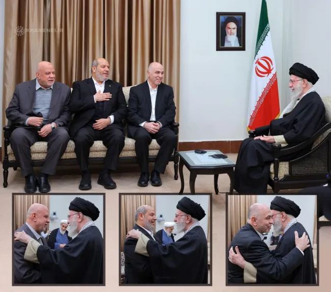  آیت‌الله خامنه‌ای در تکمیل سخنان علنی دیروز، بطور علنی سران حماس را به حضور پذیرفت