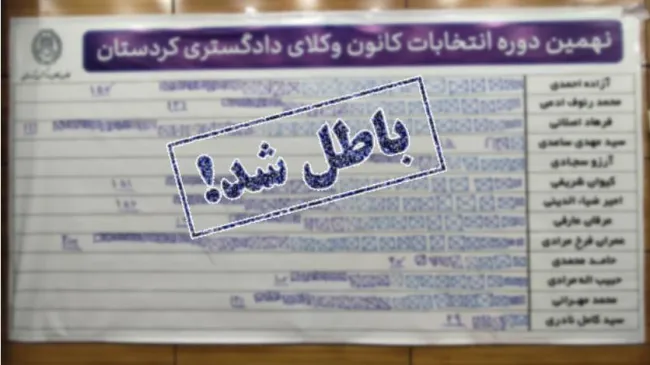 هیات نظارت، انتخابات نهمین دوره هیئت مدیره کانون وکلای کردستان را ابطال کرد