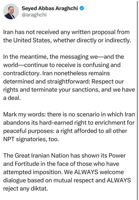  عراقچی: هیچ سناریویی وجود ندارد که در آن ایران از حق خود برای غنی‌سازی با اهداف صلح‌آمیز چشم‌پوشی کند