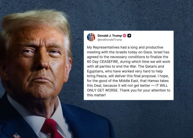  دونالد ترامپ، رئیس‌جمهور ایالات متحده، در پیامی در شبکه اجتماعی «تروث سوشال» نوشت: نمایندگان من امروز جلسه‌ای طولانی و ثمربخش با مقامات اسرائیلی درباره غزه برگزار کردند.