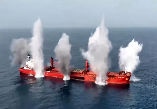 ویدئویی که توسط «اعلام الحربی» یمن منتشر شده و در آن حمله به کشتی «مجیک سیز»، تصرف این کشتی توسط تفنگداران دریایی ارتش یمن و در نهایت انهدام و غرق شدن آن قابل مشاهده است