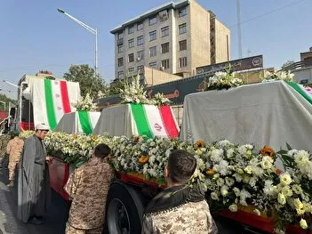 تصویر ایسنا از میدان انقلاب تهران - مراسم تشییع پیکیر قربانیان حملات اسرائیل به ایران