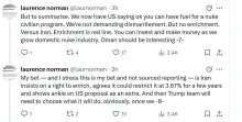  لارنس نورمن خبرنگار وال استریت ژورنال: ویتکاف در رم به ایرانی ها گفت ایران می‌تواند سوخت برای برنامه هسته‌ای غیرنظامی داشته باشد، اما غنی‌سازی داخلی ممنوع است.